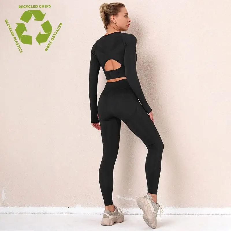 Factory Price Turtle Neck Yoga Gym Seamless Long Women Fitness Apparel Set