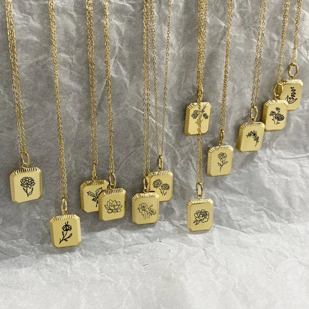 Customs Engraved Logo Stainless Steel Personalized Rectangular Pendant Charm For DIY Necklace Making