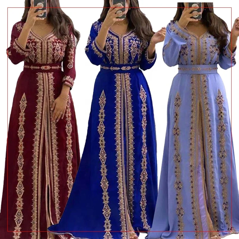 Muslim printed high waist drawstring abaya muslim women kaftan abaya muslim DUBAI ABAYA dresses