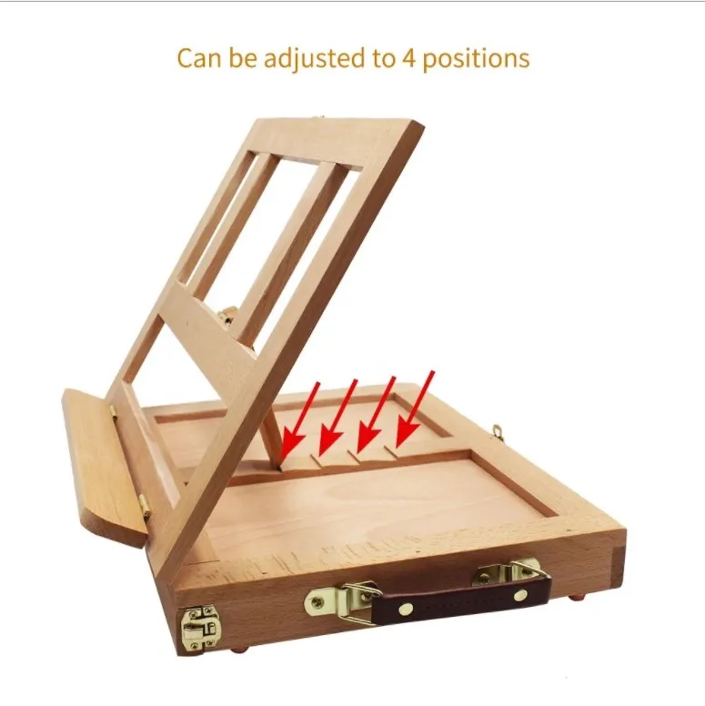 Adjustable Wood Table Easel with Storage Drawer Portable Beech Wood Artist Desktop Board for Canvas Painting Drawing Sketching