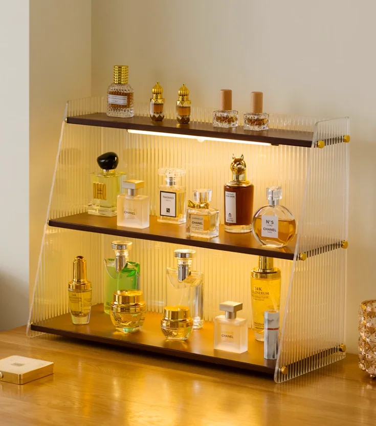 Luxury Transparent Acrylic Display Stand for Coffee Cups Home & Skincare Cosmetics Organizer Stores Shops MDF Metal Materials