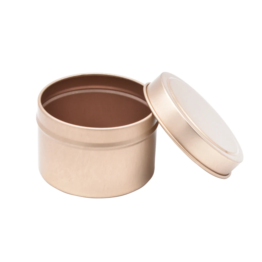 2Oz 4Oz 6Oz 8Oz Black Silver Gold Rose Gold Color Soy Candle Wax Storage Metal Tin Can Jars