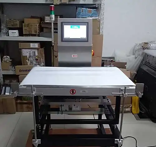 Online weighing scale seafood conveyor check weigher machine factory for case
