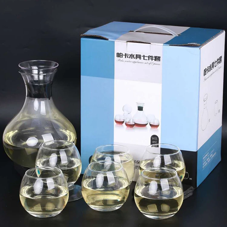 Business Gifts 5pcs glass water pitcher and cups set 1.5L clear Paka cold water kettle with Cups Carton Drinking Water Jug Set