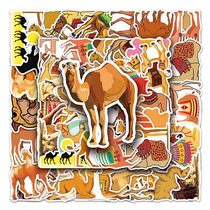 50pcs High Quality Die Cut Vinyl Waterproof Cartoon Animal Camel Sticker Packs for Kids Laptop Phone Luggage Notebook