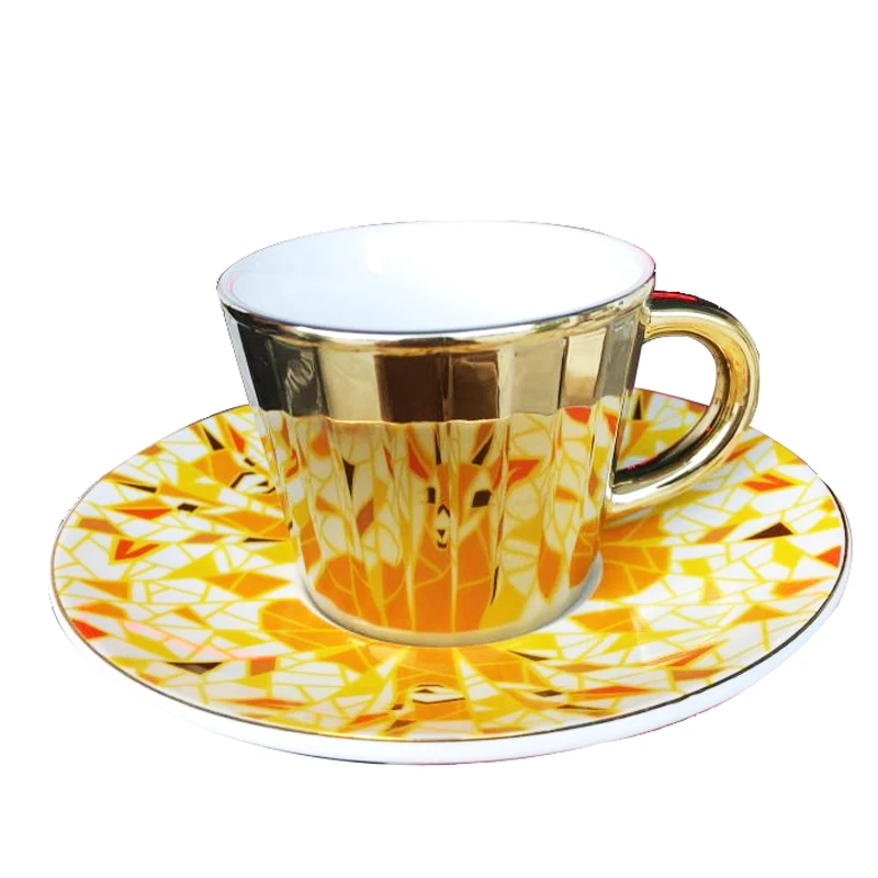 
Предмет звезды с позолоченным ободом керамическая чайная кофейная кружка тарелка набор чашек эспрессо зеркальные чашки и блюдца 