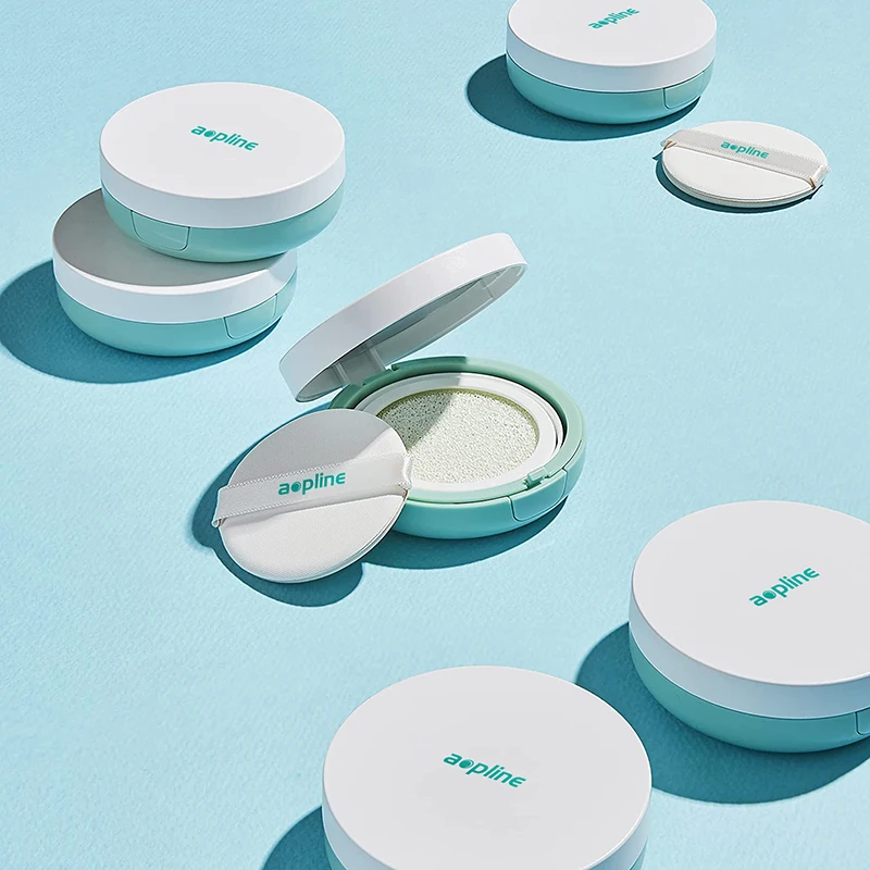 Private label no white cast sunscreen SPF 50 tea tree tone up sun cushion