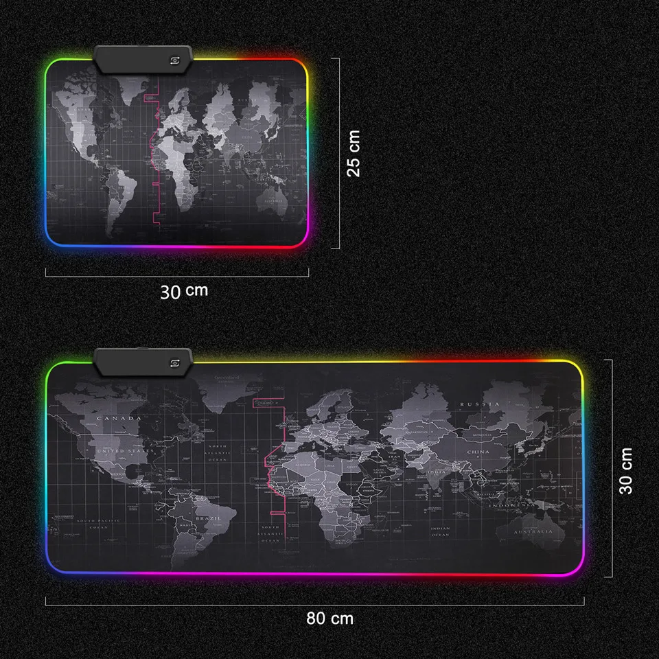 Hot Sale 300*800mm World Map Mouse Mat New Design Gamer Computer Large Led Mousepad XXL Custom Gaming RGB Mouse Pad