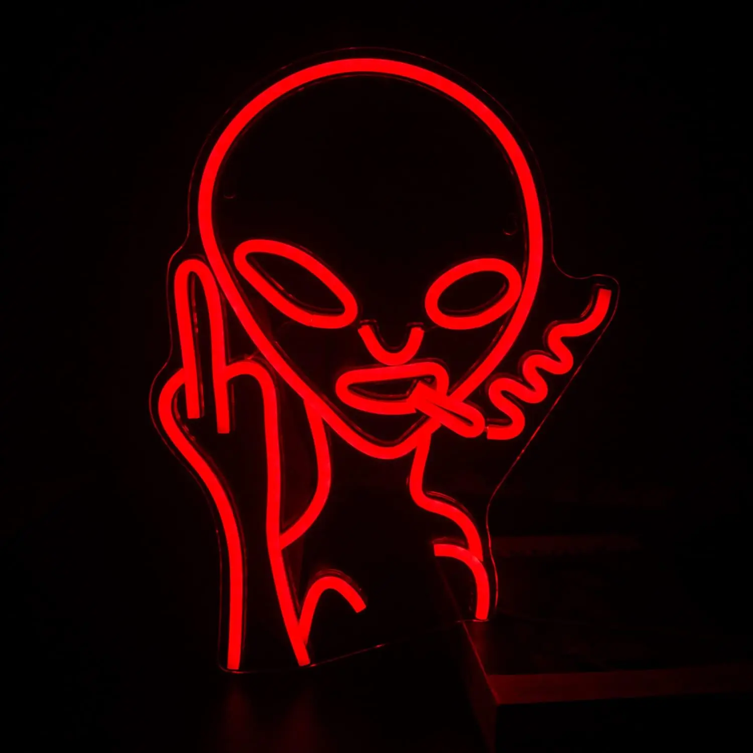 Weicao Alien Smoking Neon Sign Dropshipping Dimmable USB 5V Acrylic Led Funky Decor Birthday Party Light Signs