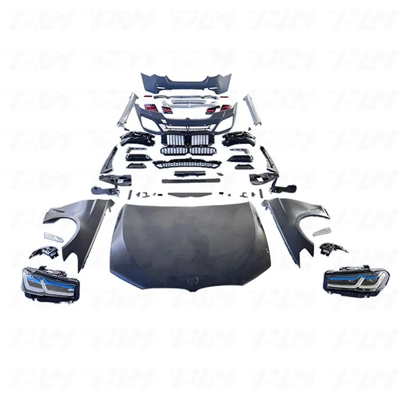 Car Modified Parts F10 F18 to G30 G38 LCI MT Style Bodykit PP Bonnet Cover Include Headlight /Taillight/Hood/Fender Plate