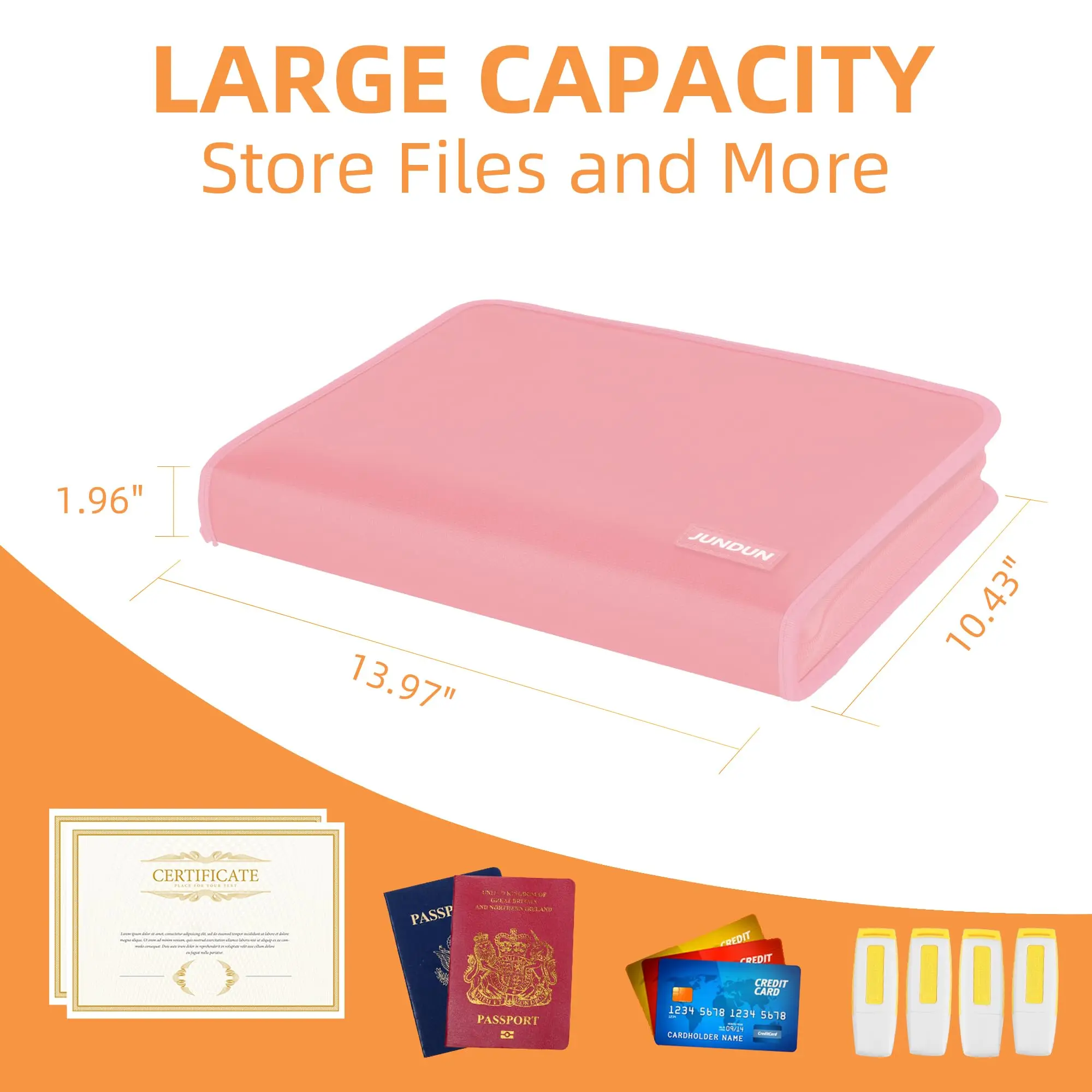 YIHUAXING 12-Pocket Expandable File Organizer Accordion Fireproof A4 Folder with Zipper Tabs Document File Folder Organization