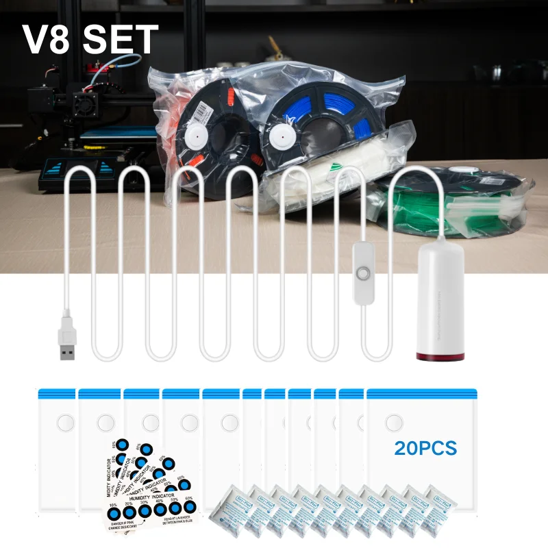 Extruder Machine Carbon Fiber Filament 3d Printer Filament Storage Bag Vacuum Pump With 20 Thicken Spool Storage Sealing Bags