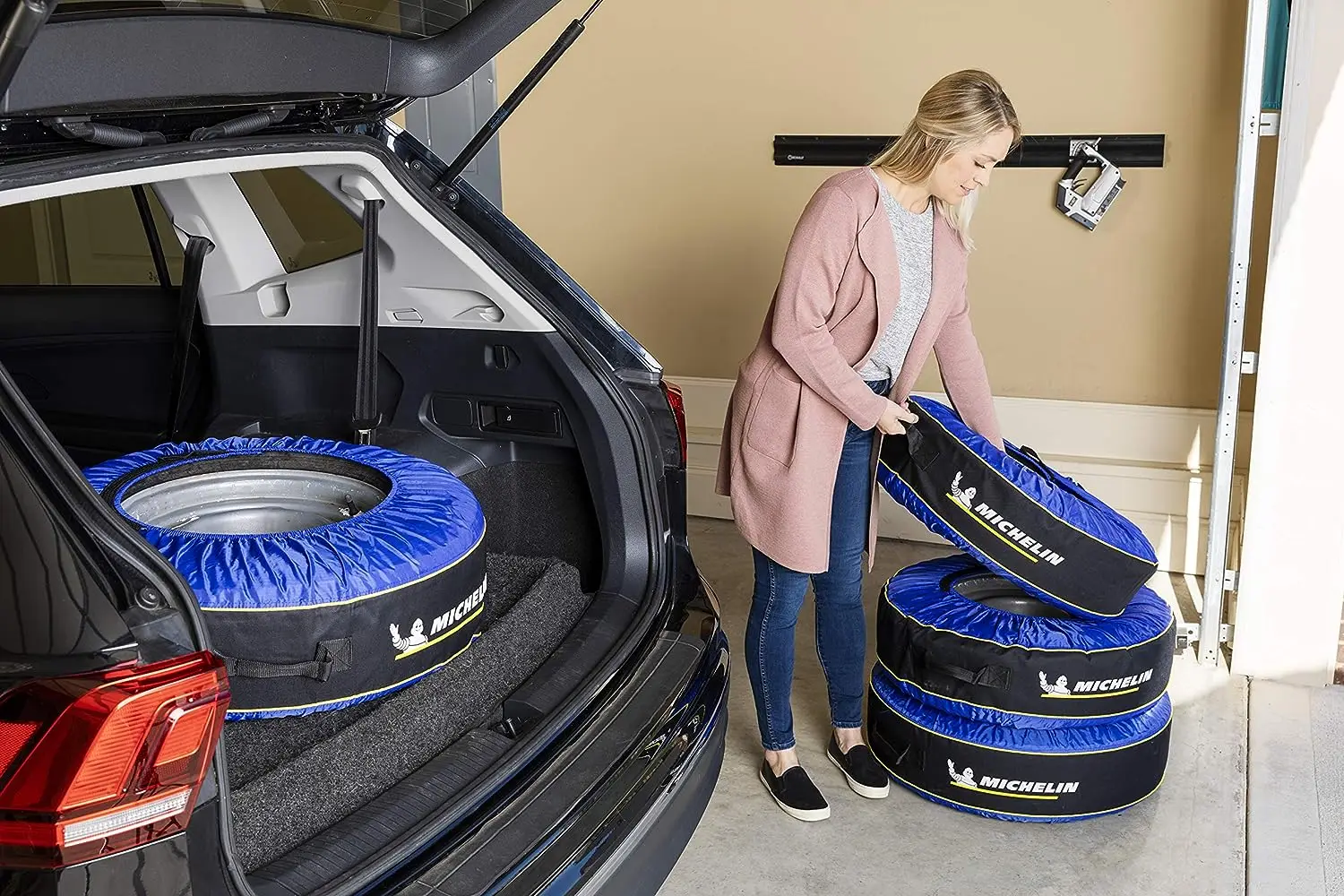 Customized logo durable adjustable size Tire Protection Tote Covers Seasonal Tire Storage Bag for Car