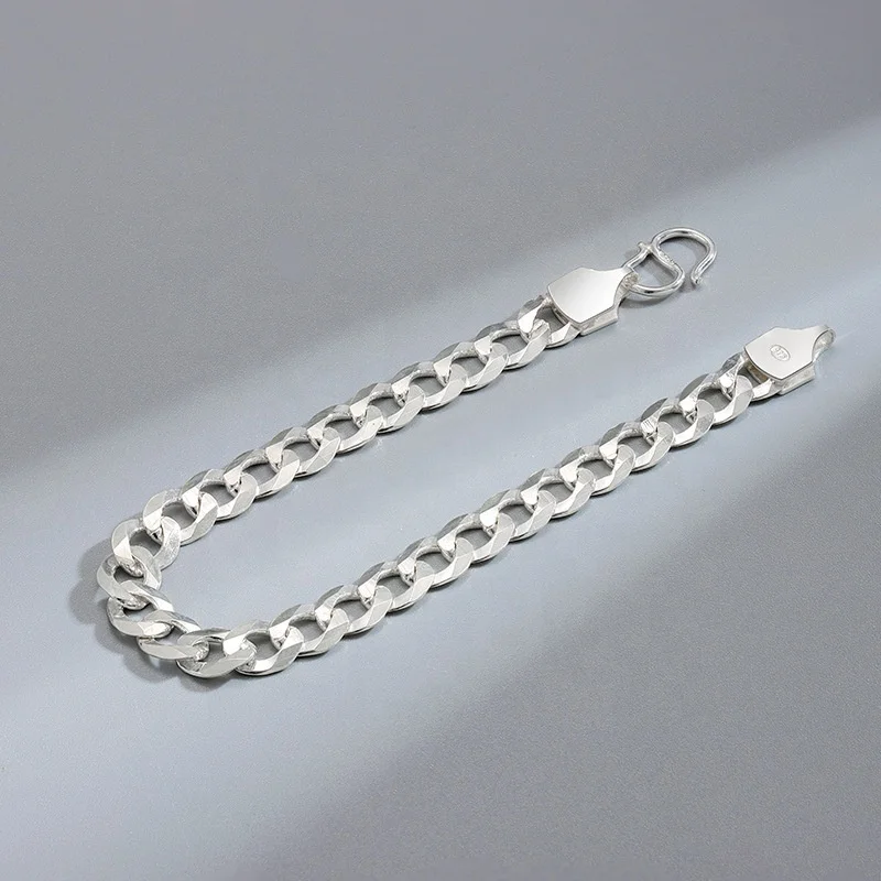 2021 New Trendy Cuban Link Chain Men Bracelet Classic S925 Sterling Silver 4/5/6/7mm Width Bracelet For Men Women Jewelry Gift