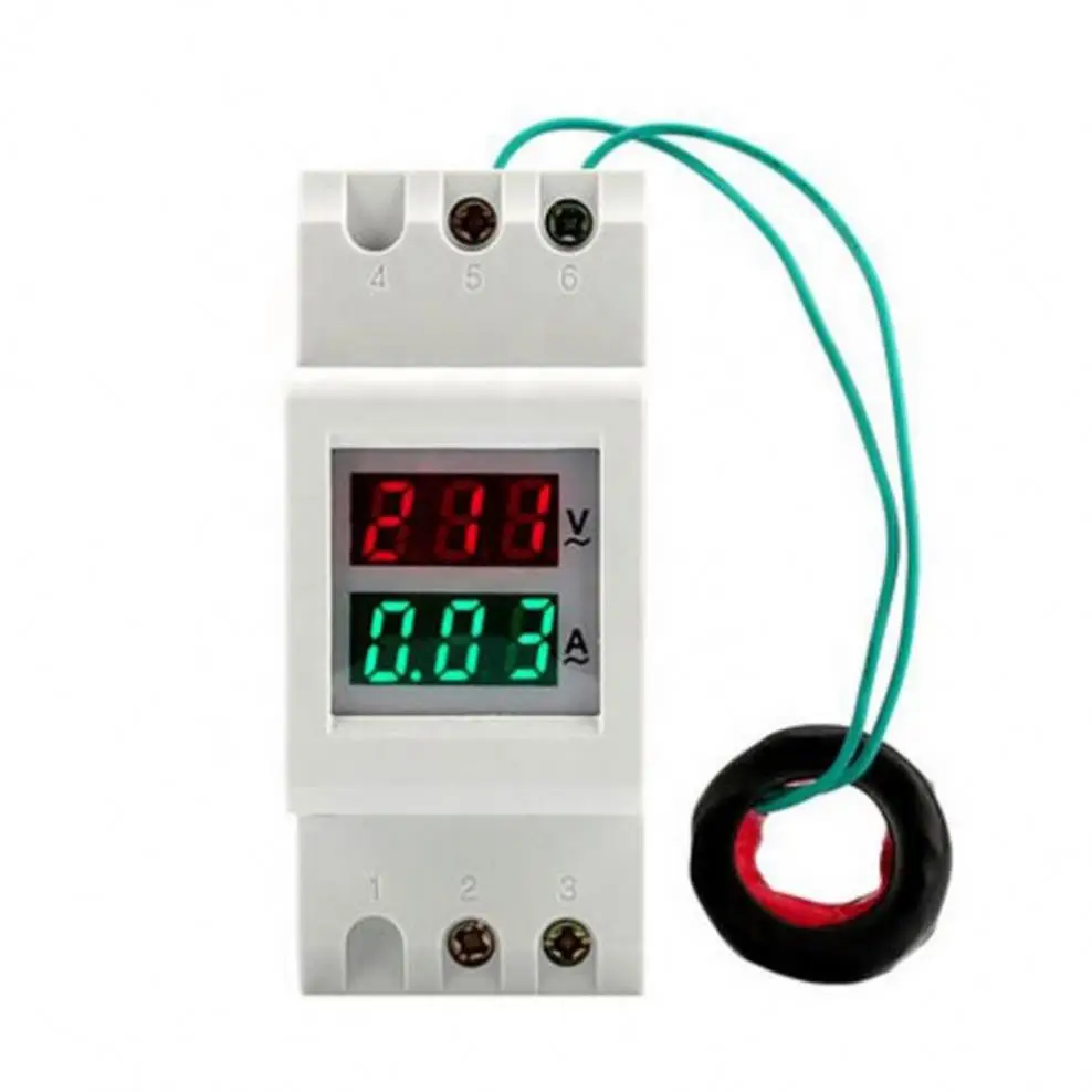 Rail Type Voltage Current Meter Digital Multimeter Voltmeter Ammeter AC80-300V Voltage Tester 0-99.9A Amp Meter with Transformer