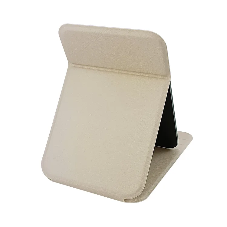 2024 High Quality Folding White Pu Leather Pocket Mirror  Portable Standing Travel Pu Compact Mirror For Make up