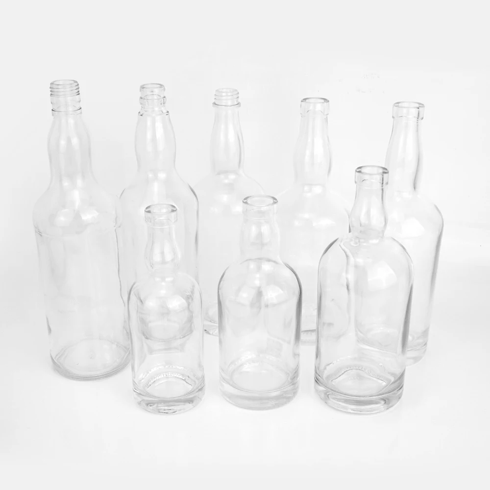 Empty  Glass Liquor Bottle 700ml 750ml Clear Gin Whiskey Vodka Liquor Spirit Bottle for Liquor Rum
