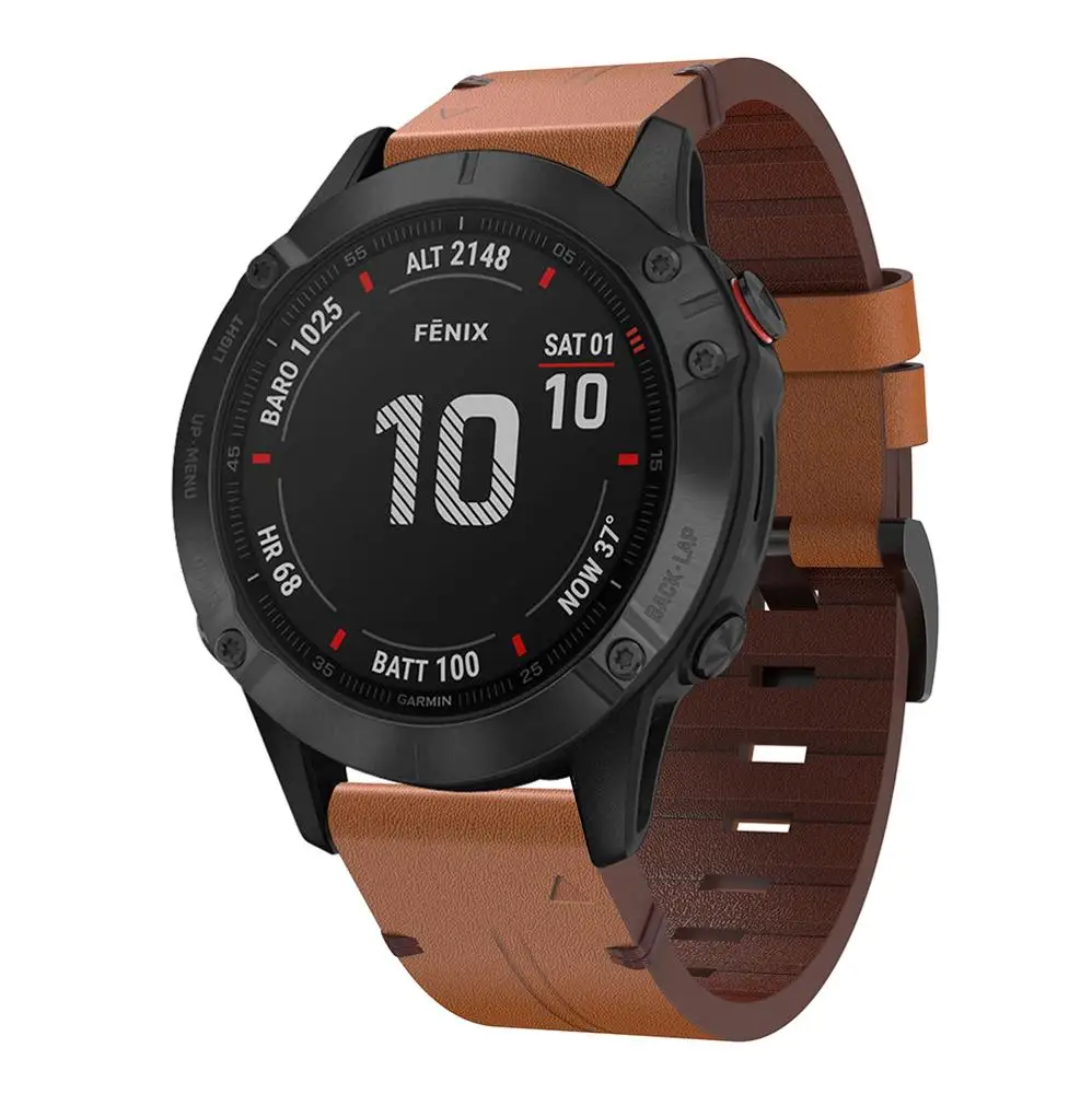 Ремешок из натуральной кожи для наручных часов Garmin fenix 6, 22 мм