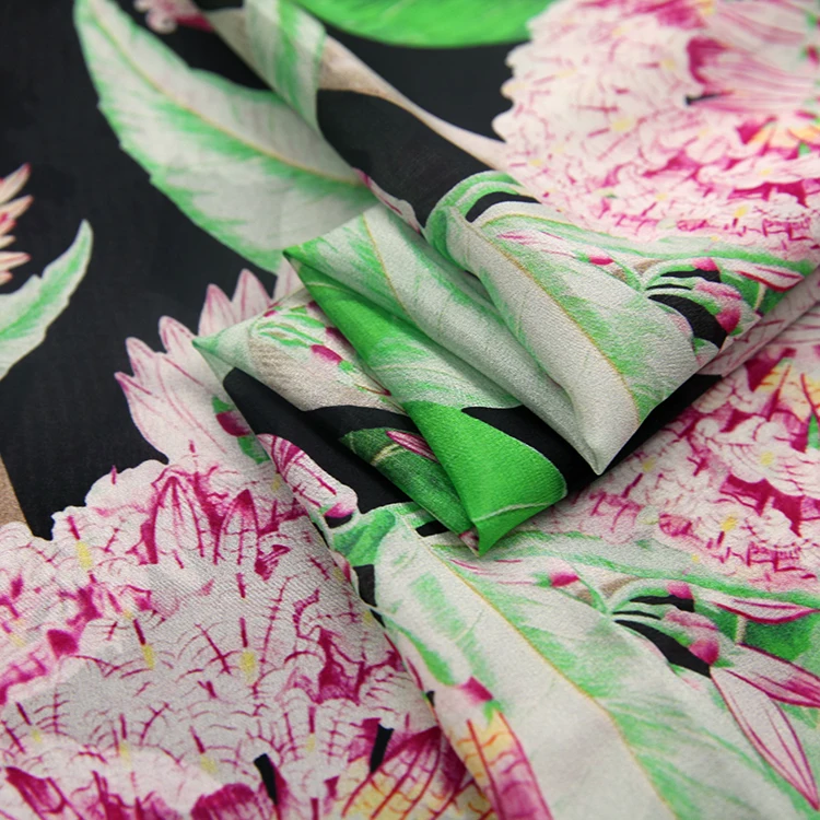 
Low Minimum Silk Print Crepe Fabric Floral by Xinhe Textiles 
