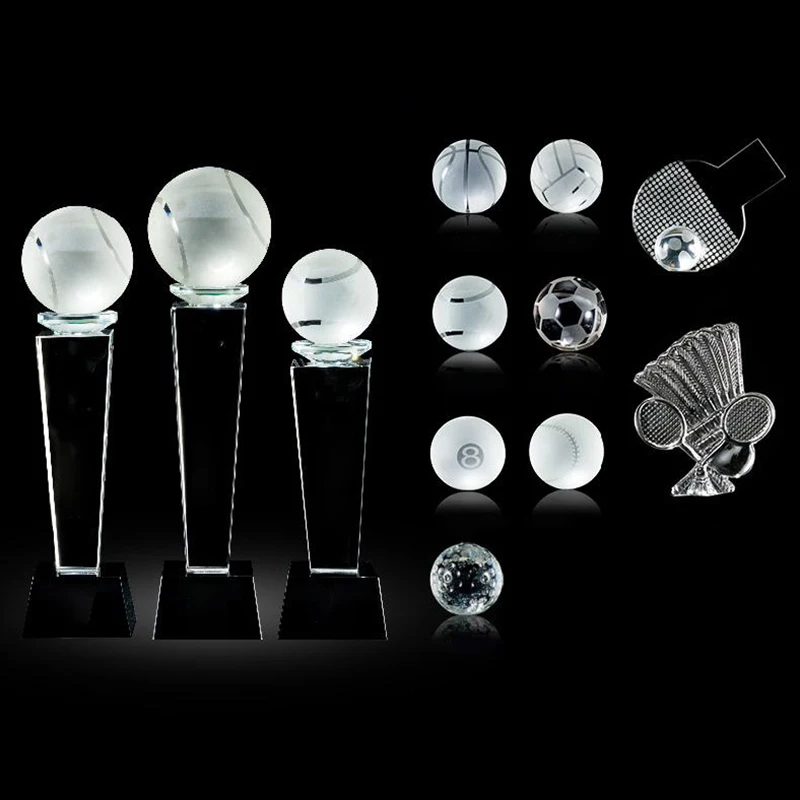 Honor Of Crystal 3d Laser Engraved Football Trophy Soccer Crystal Ball Trophy Award For League Matches