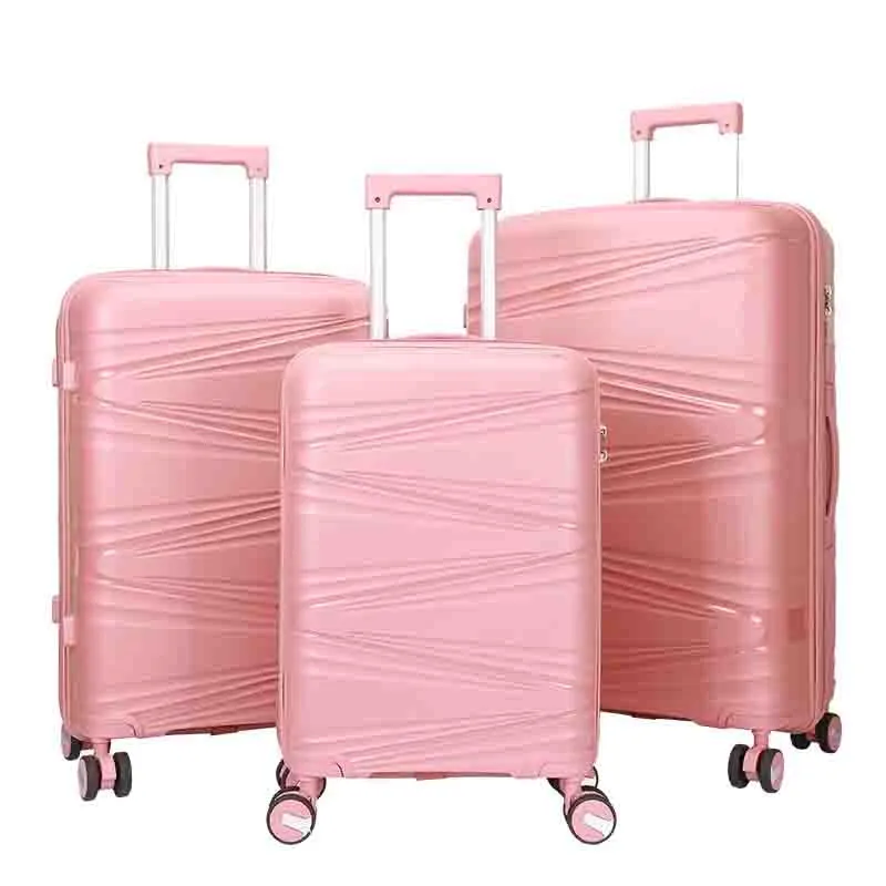 Custom Logo PP Material 360 Degree Universal Noiseless Wheels Walking Wardrobe 3 pcs Set Travel Trolley Luggage Suitcases