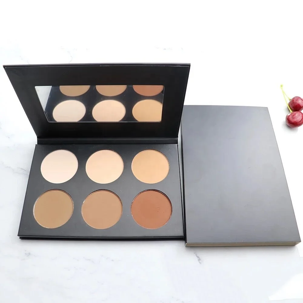 Private label 6 Colors Contour Concealer Powder Palette 3D Makeup Foundation Pressed Powder Palette Custom