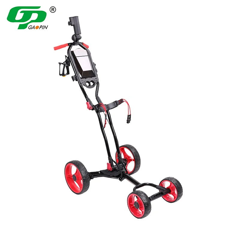 New Arrival Gaopin Logo Custom Golf Cart Foldable 4 Wheels Push Golf Trolley for Outdoor Golf Play