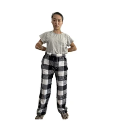 JUNZHI Winter Warm Flannel Buffalo Plaid Pajama pants