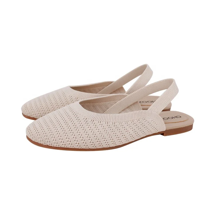 Choozii Fashion High-end Knit Fabric Upper Sling Back Women Flat Sandals