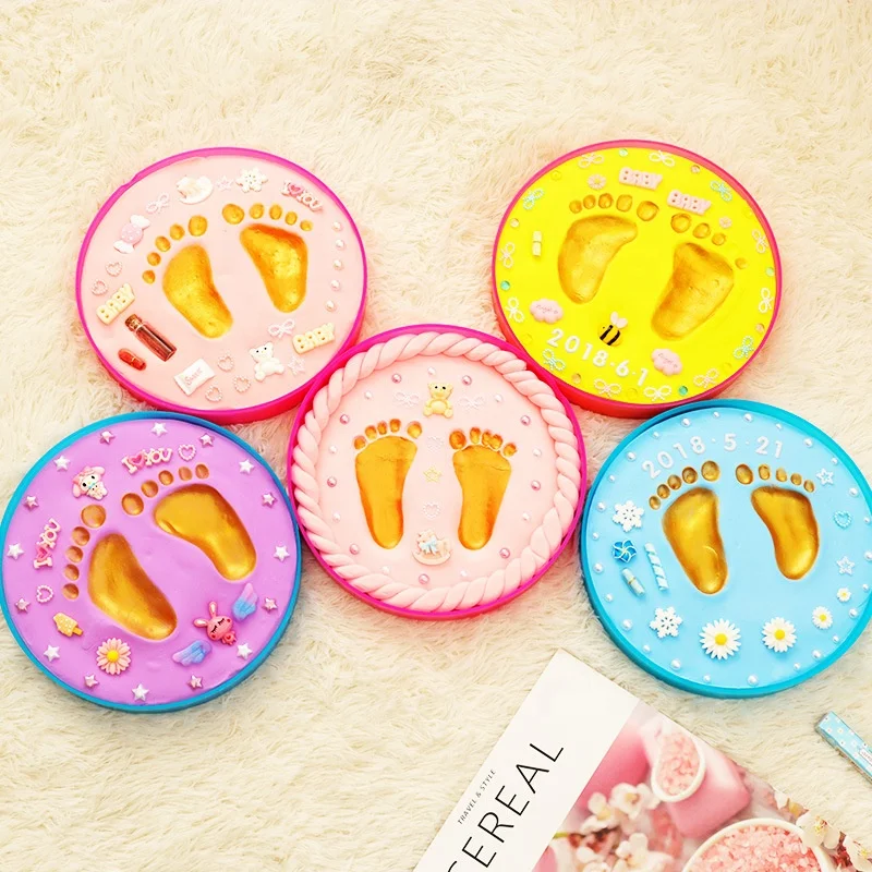 Baby Hand Footprint Makers Newborn Baby Souvenirs Gifts Air Drying Soft Clay Hand Print Footprint Imprint Casting