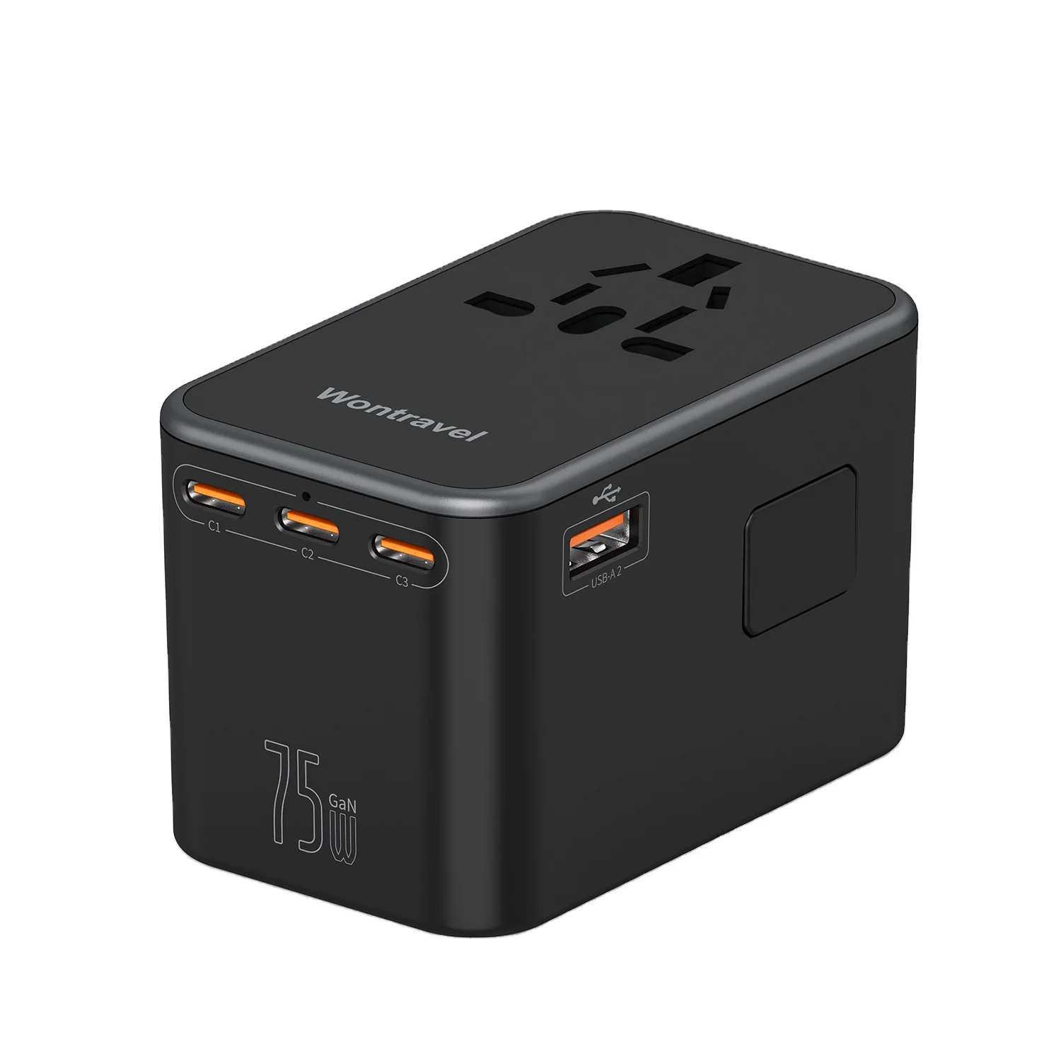 Wontravel PPS 75 Вт GAN быстрый адаптер для путешествий по всему миру настенное зарядное устройство Usb Универсальные дорожные адаптеры с 2 usb и 3 type-c