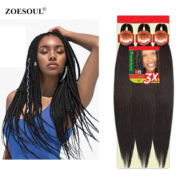 Synthetic Braiding Hair 52 Inch Kanekalo 3x  Pre Stretched Braiding Hair For Crochet Braiding Extension
