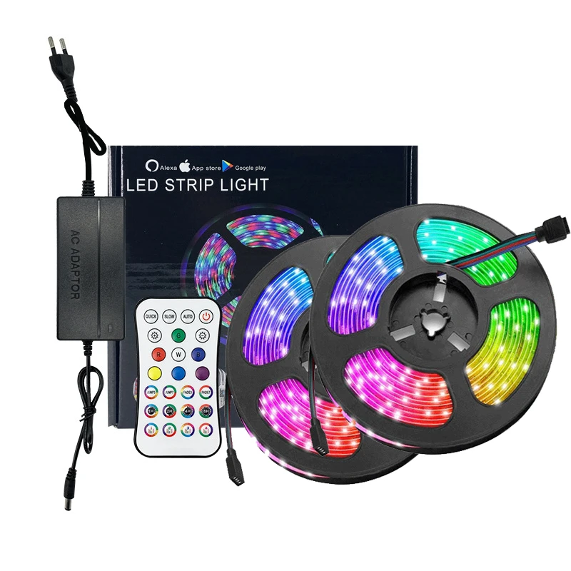 Прямая поставка, Светодиодная лента rgb 5050 RGB, музыка, Wi-Fi комплект, 12 В постоянного тока, Google Alexa, голосовая смарт-лента управления освещением