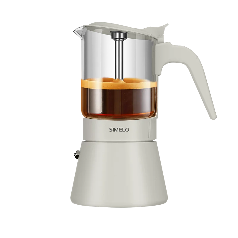 SIMELO 160ml Bestseller 304 stainless steel vision glazing Glass double valve Espresso mocha pot Coffee Moka Pot