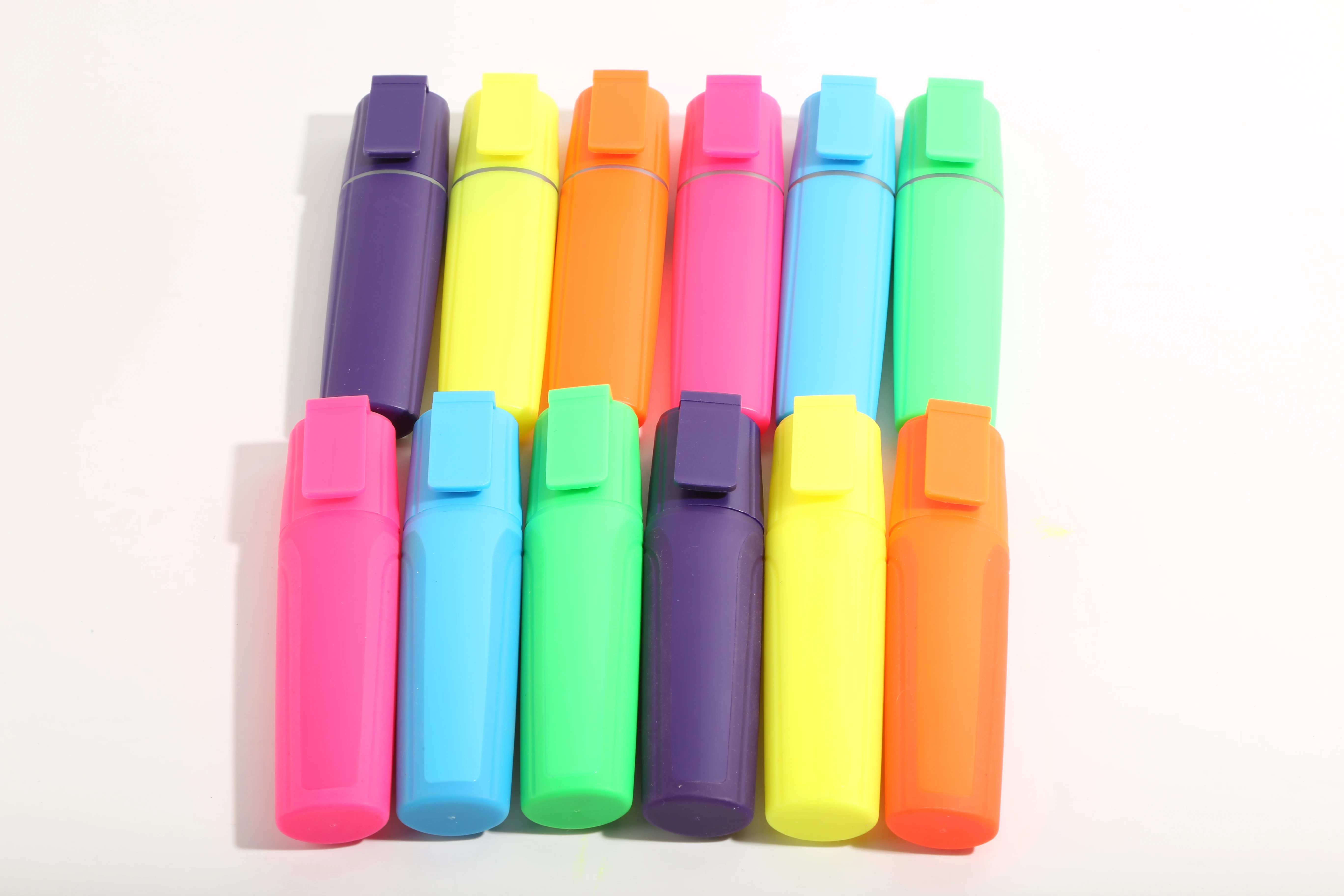 multi 6 neon colors highlighters marker pen set non-toxic soft oblique tip customized highlighter markers