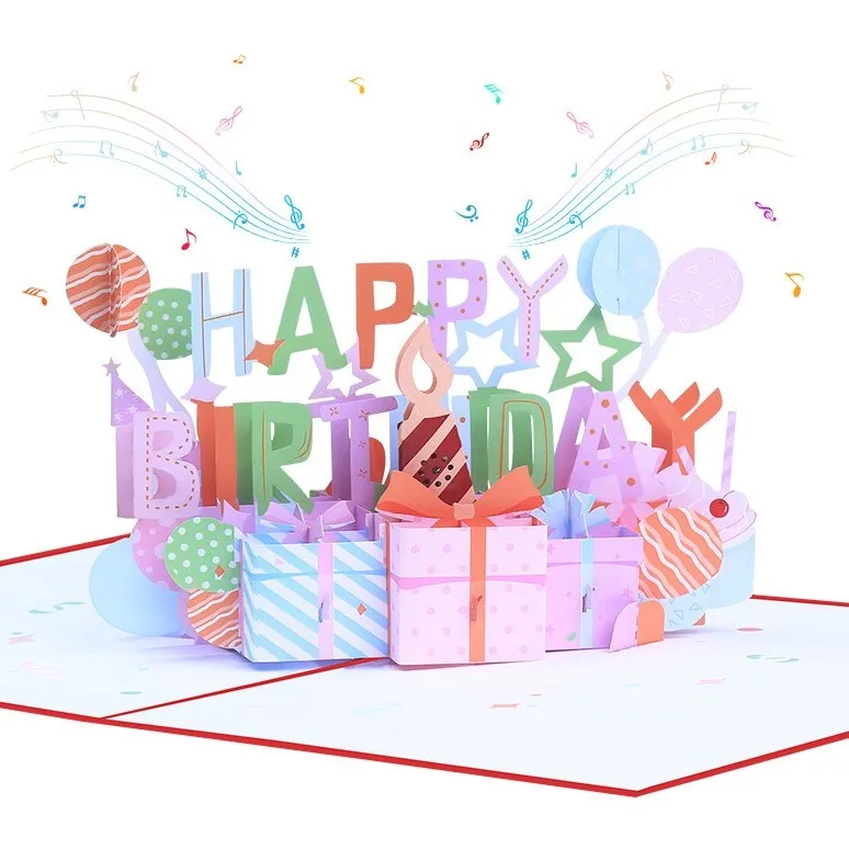 The best selling eco friendly greeting pop up happy birthday gift birthday cards with music