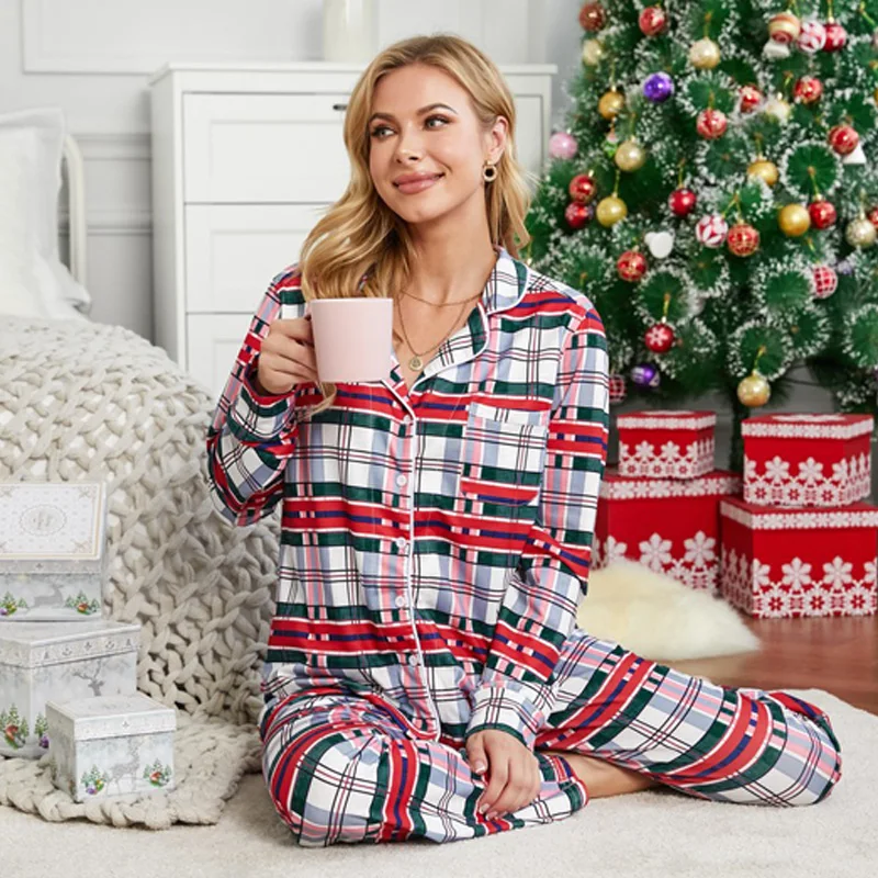 Wholesale Designer Two Piece Women Sleepwear Sets Matching  Family Christmas Pajamas
