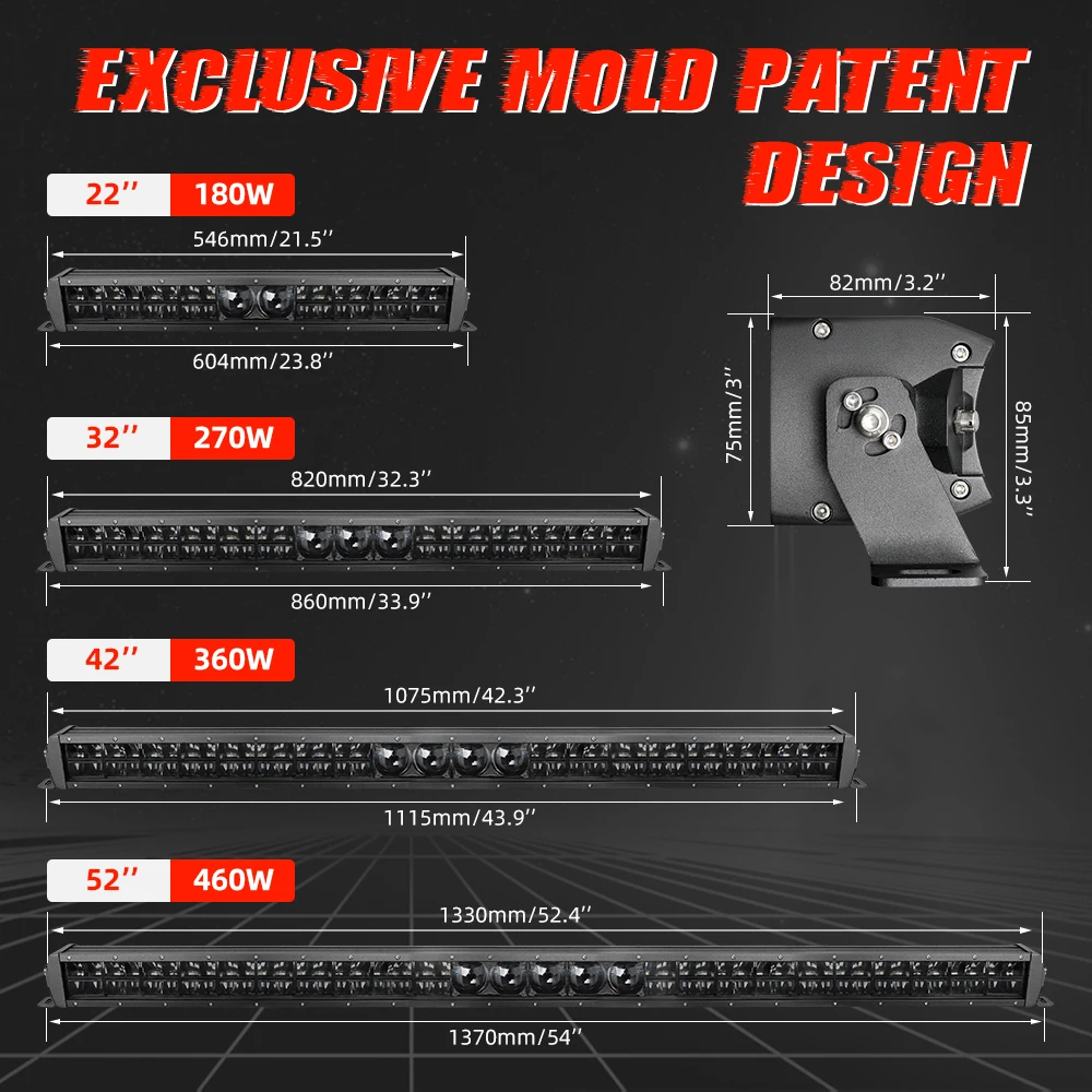 2000M Super Bright Dual Row Spot Flood Beam 22 32 42 52 inch Cars Barra LED Light,Offroad Barra Led 4x4 LED Light Bar