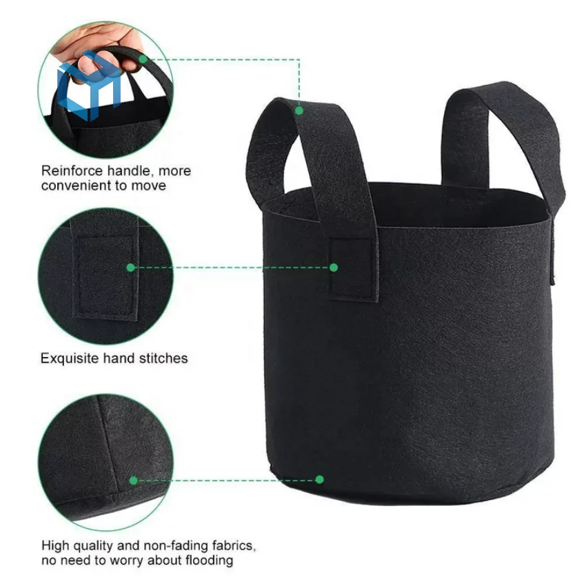Grow Bags Nonwoven Fabric Pots Aeration Container with Strap Handles for Garden and Planting From Shandong