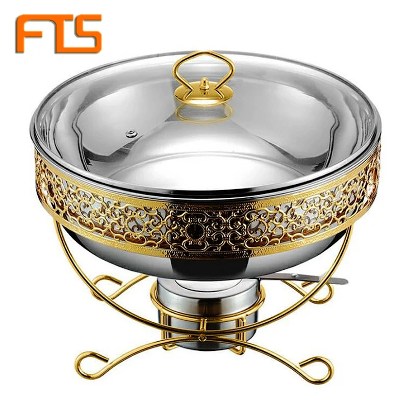 Fts Soup Dishes Catering Roll Top Cover Fuel Holder Lid Silver And Gold Round Luxury In Dubai Chafing Dish