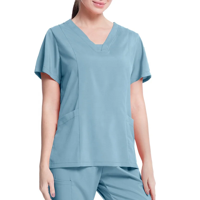 Fashion Trend Custom V Neck Women Tops Pants Hospital Uniforms Two Piece Set Unisex Big Size Nurse Doctor Scrubs Uniform Set