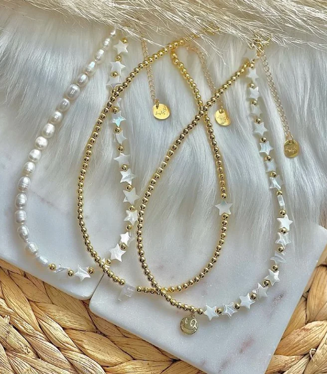 Wholesale  Fashion Heishi Disc Beads Choker Necklaces Polymer Clay Gold Plated Beads necklace for women