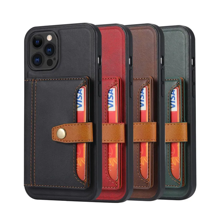 Luxury Leather Case For iPhone 13 12 Mini 11 Pro XR X XS Max 8 7 6 6s Plus 5 5s SE 2020 Card Slot Stand Holder Phone Bags Cover