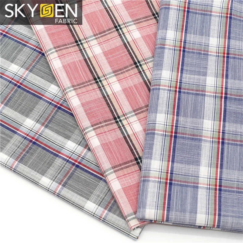 Большой стиль Гуанчжоу stocklot 100 хлопок Проверено одежды Мужская рубашка Ткань Текстиль