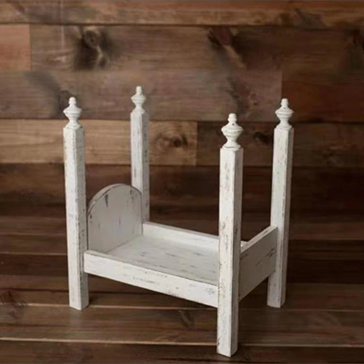 Baby Photoshooting Props Newborn Classic Brown Mini Wooden Bed Newborn Photography Props Mini Doll Bed for Baby House Infant Bed