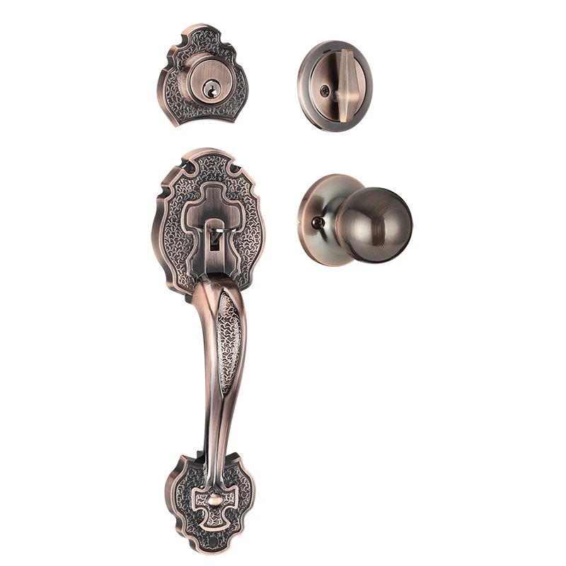 
exterior interior zinc alloy antique copper European modern mortise door lever handle set 