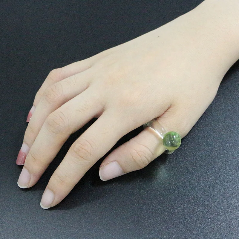 Wholesale New Arrival New Style Transparent Acrylic Ball Ring Candy Color Rings