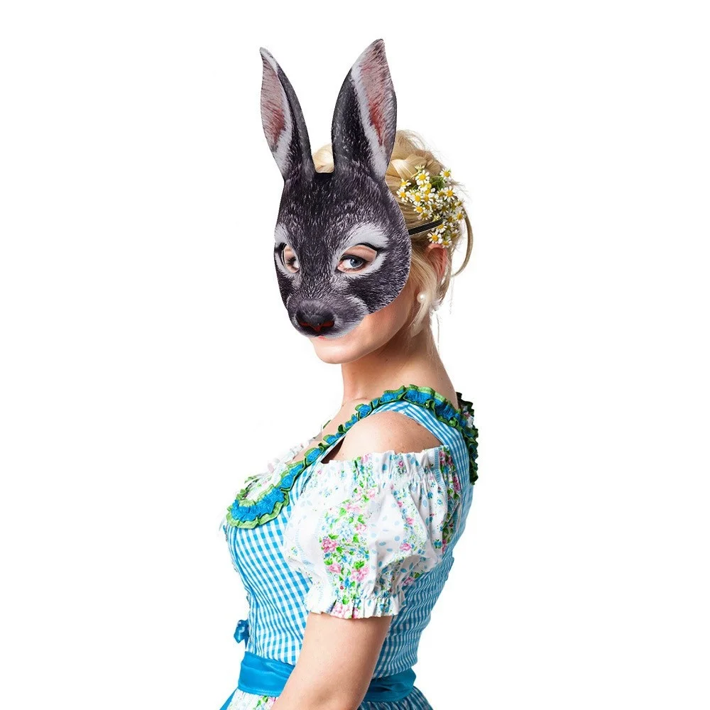 New Trending Customized Halloween Animal Half Face Rabbit Fox Mask Realistic Forest Animal Cosplay Easter Bunny Masks Mascara