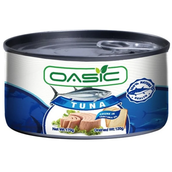 Hot Sale Wholesale 170g Instant Canned Chunk Tuna In Vegetable Oil With Easy Open Lid