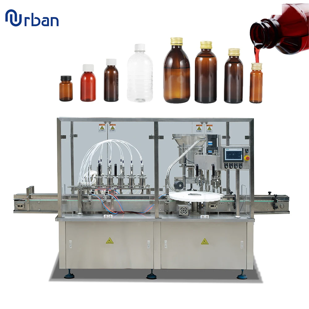 Automatic 2 nozzles small medical glass bottle pharmaceutical syrup liquid filling and capping machine